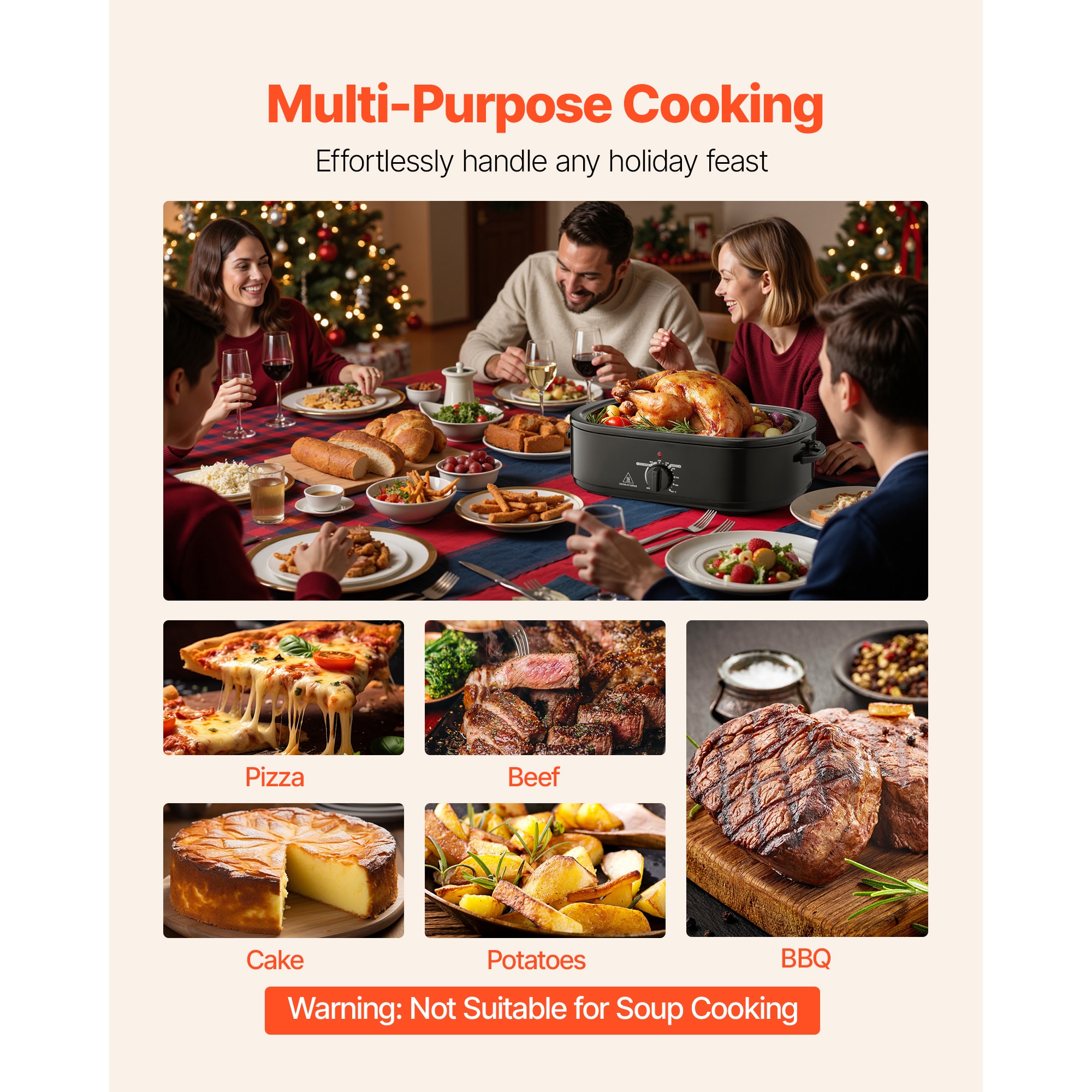 Electric Roaster Oven 18QT Electric Turkey Roaster With Self-Basting Lid_voghion.com
